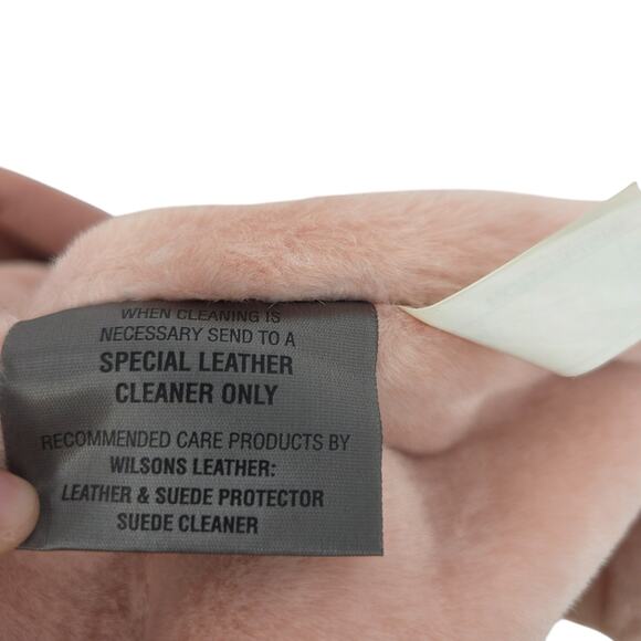 WILSONS LEATHER MAXIMA L-XL PINK GENUINE LEATHER FAUX FUR LINED PONCHO - Picture 4 of 10